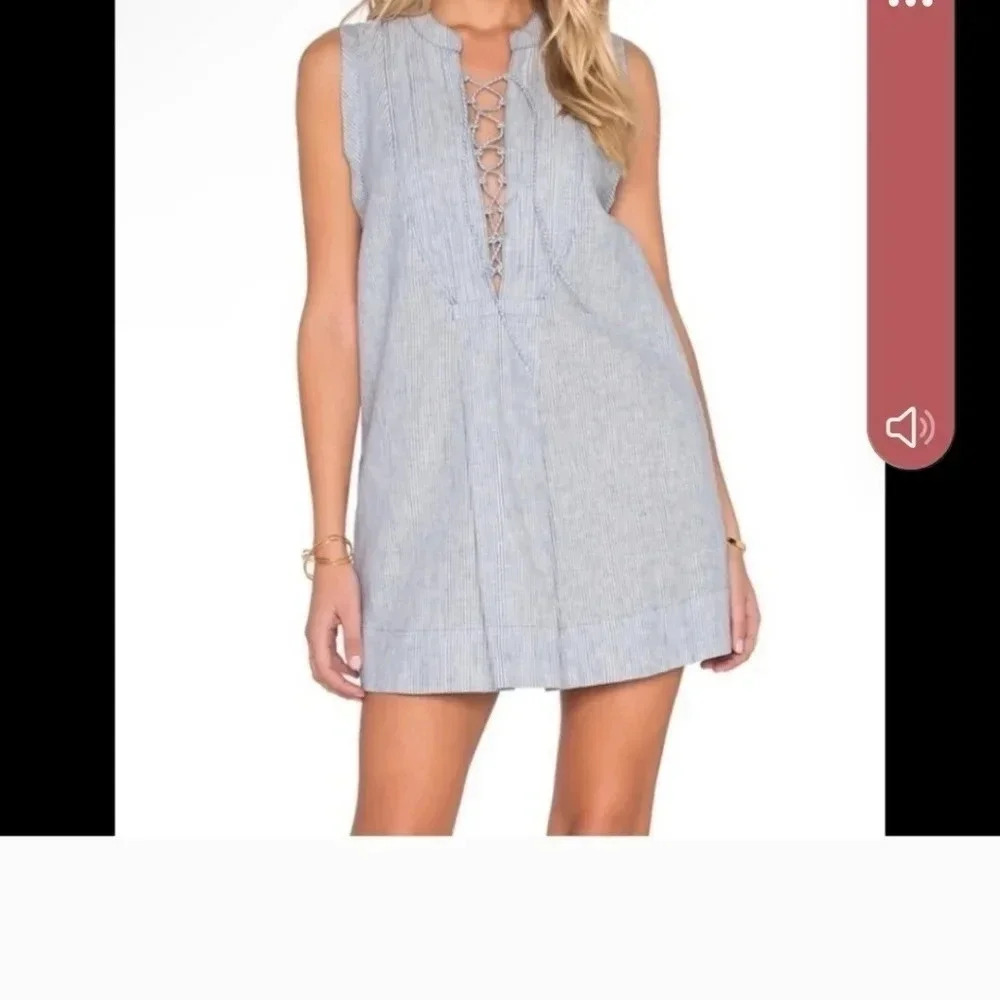 Free People sleeveless blue and white striped mini dress Size XS